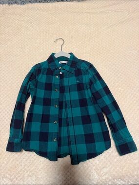 Tommy Bahama Teal & Navy Plaid Boys Button-Down Shirt Boys size 5